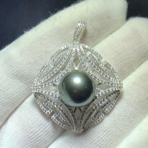 Fine Jewelry Real 925 Steling Silver s925 100% Natural Black Pearl Gemstone Female Pendant Necklaces Christmas Gift