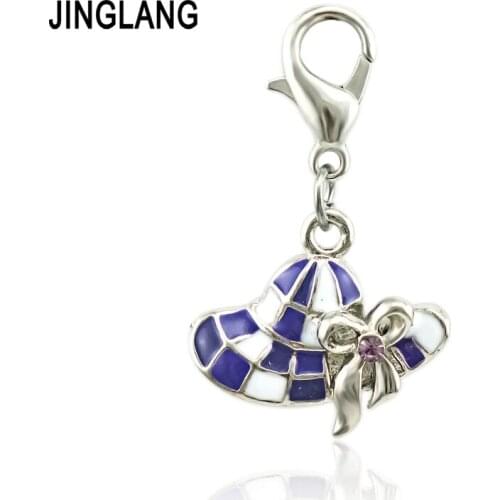 JINGLANG JINGLANG Retro Patina Plated Zinc Alloy color hat Charms Pendants For DIY Jewelry Accessories 12 pcs