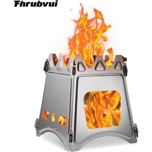 Camping Wood Burning Stove Portable Stainless Steel Lightweight Solidified Alcohol Stove Outdoor Cooking Picnic