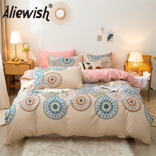 Modern Geometry Printed Duvet Cover Sets King Size With Pillowcase Home Stripe Polyester Bedding Set Flat Bed Sheet Quilt Covers