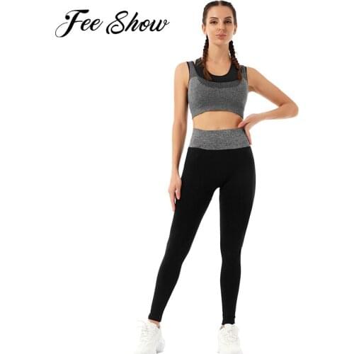 2 Piece Set Workout Clothes Women Yoga Sets Fitness Sports Removable Pads Bra Top Breathable Running Sport Leggings Pants Outfit
