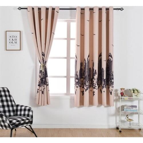 GY2806 SkyscraperPrinted Short Curtains 1PC Living Room Kitchen Bedroom Customise Window