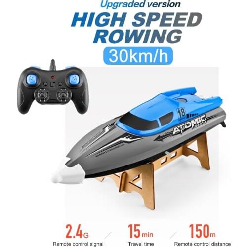 RC Boat 2.4GHz 4 Channel 370 motor RC Racing Boat with 30KM/H High Speed IPV7 waterproof Remote Control Boat for Kids Adults