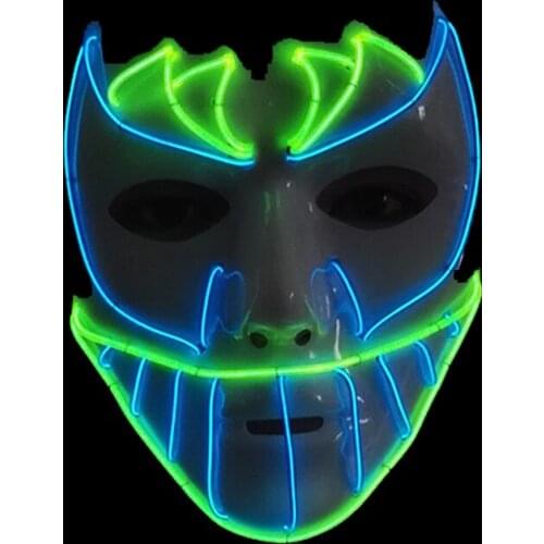 Fashion Halloween Party Mask Horror Face EL Wire Luminous Bat Mask Glow In Dark