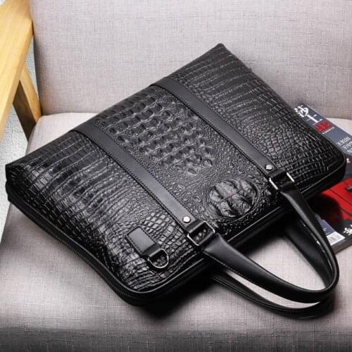 Crocodile pattern mens bag handbag business briefcase real leather bag leisure hand backpack computer hand bag