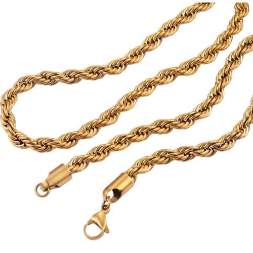Stainless Steel Gold Rope Chain 2.5mm-6mm Men And Women Models High Quality Fashion Customizable Jewelry