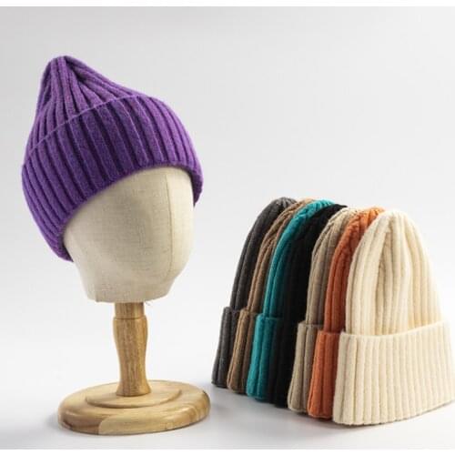New Winter Hats For Women Men Wool Cotton Cashmere Knit Beanie Soft Soild Hat Thick Beanies Ski Cap for Couples Outdoor