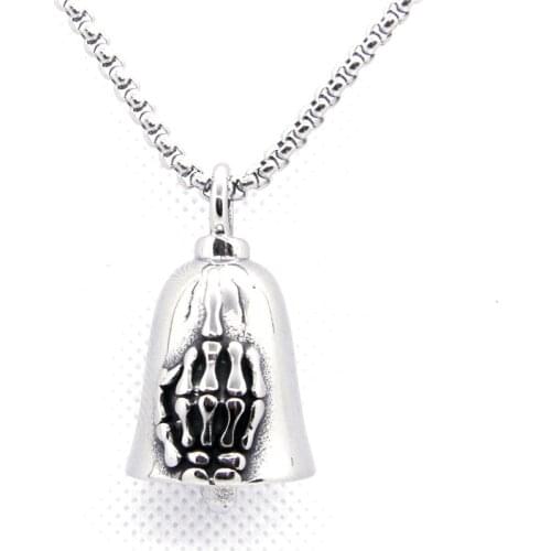 Support Dropship Newest Ghost Palm Bell Pendant 316L Stainless Steel Jewerly Cool Bell Pendant