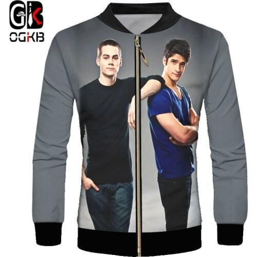 OGKB New Funny Zip Jackets Mens Printed Action Figure teen wolf 3d Casual Jackets Coats Man Hiphop Streetwear Punk Outwears