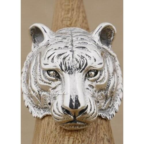 Huge Heavy Tiger 925 Sterling Silver Mens Biker Rocker Punk Ring 9M005 US Size 8 to 15