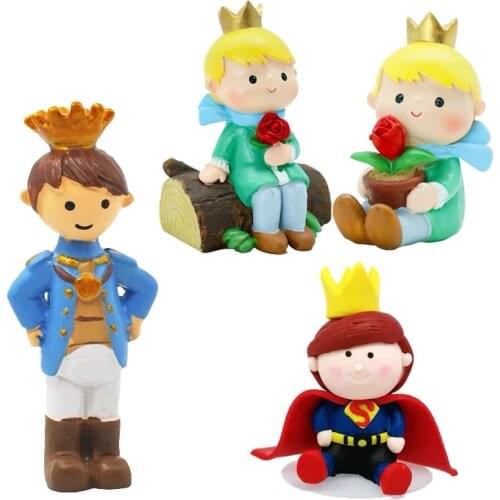 Resin Craft Cartoon Little Prince Home Crafts Decor Little Prince with Rose Flower Pot Handmade Home Ornaments Great as a Gift