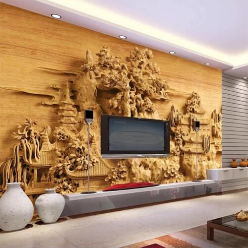 Beibehang Custom wallpaper 3D stereo mural high grade wood carving relief living room background wall paper 3d Papel de parede