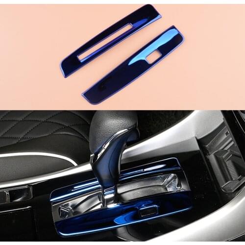 Blue Stainless Steel Central Console Gear Shift Frame Trim Fit for Honda Accord 9th 2014 2015 2016 2017
