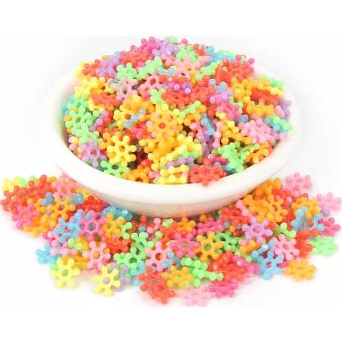 200pcs/lot Mixed Colorful Snowflake Acrylic Beads Charm Loose Spacer Bead For Jewelry Making DIY Needlework Bracelet Accessories