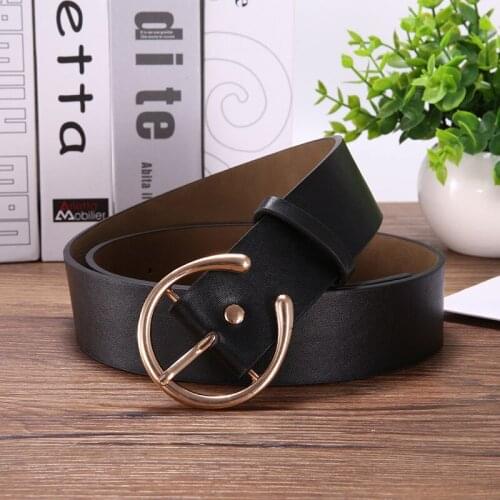 Women Fashion Solid Buckle Waist Belt Metal PIN Buckle Casual PU Leather Belts for Women Black White Luxury Strap