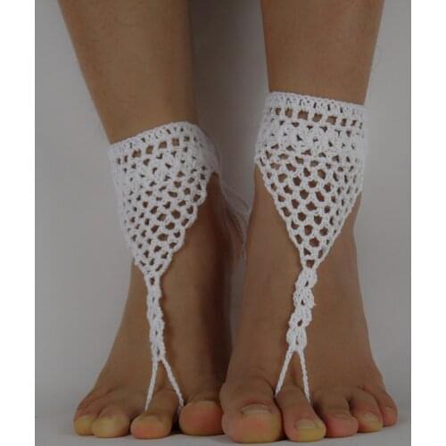 Handmade Crochet Barefoot Sandals Foot Jewelry Beach Wedding Nude Shoes Hippie Gypsy Gothic Anklets