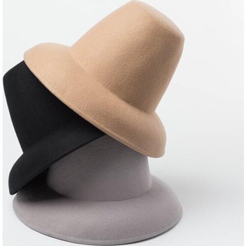 King Wheat Autumn Winter High Hat Top Wool Women Fedora Lady Stage Show Performance Felt Cap Fashion Adult Retro Formal Hat