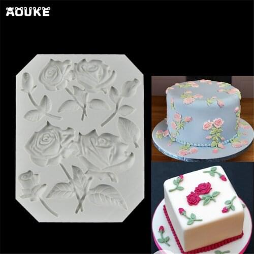 Roses&Flower Shape Fondant Cake Silicone Mold Biscuits Pastry Mould Candy Chocolate Molds Cake Decoration DIY Baking Tools J160