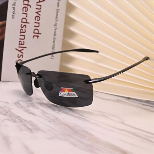 Rockjoy Rimless Sunglasses Polarized Male Women TR90 Ultralight Sun Glasses for Men Driving Fishing Rectangle Shades