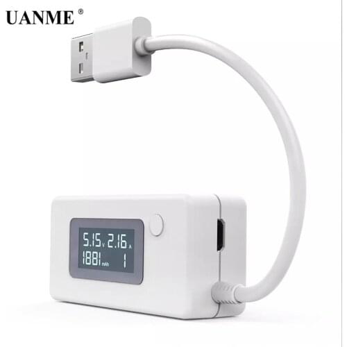 UANME White Micro USB Charger Battery Capacity Voltage Current Tester Meter Detector with LCD for Mobile Smartphone Power Bank