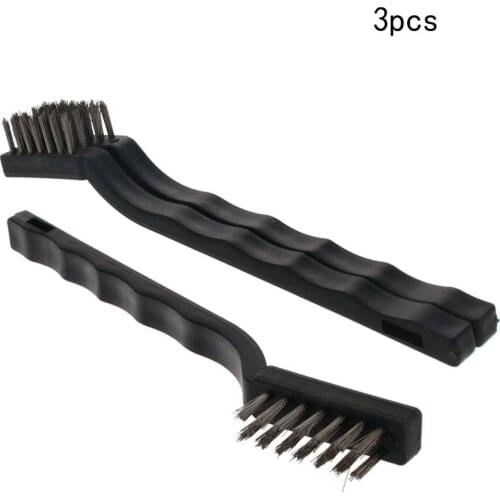 Utoolmart 2/3/6pcs Stainless Steel Wire Tooth Brush Black Handle 170mm Length 12mm Width 14mm Height Handmade Metal Brushes