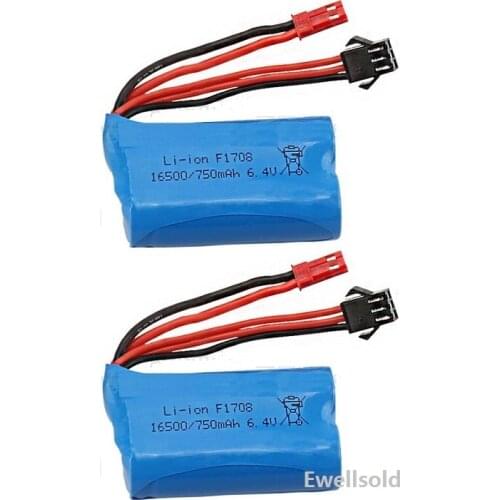 1- 3pcs 6.4v 750mah Li-ion battery for A959-A A969-A A979-A K929-A R/C truck 6.4 v 750 mah