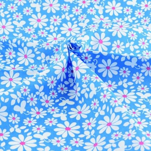 100cm x 145cm blue daisy Printed cotton fabric children clothing fashion fabric meter patchwork quilting