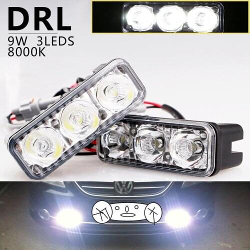2pcs High Power Aluminum 6 Led 9W Universal Car Light Source Waterproof DC 12V DRL Daytime Running Light Auto Vehicle Fog Lamp