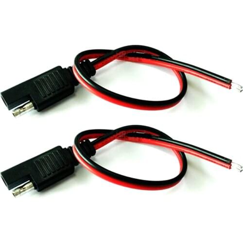2Pcs 18AWG SAE Extension Cable 2-Pin SAE Quick Disconnect Plug 10A Solar Battery Panel SAE Plug Input Cable and Output Cable