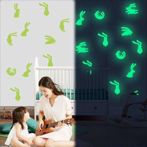 3653 Easter bunny luminous stickers happy easter holiday decoration cartoon fluorescent stickers floor stickers