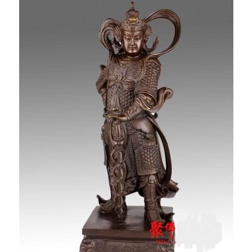 58cm China Bronze Copper Wei Tuo Bodhisattva Veda God Warrior Bodhisattva Veda Statue