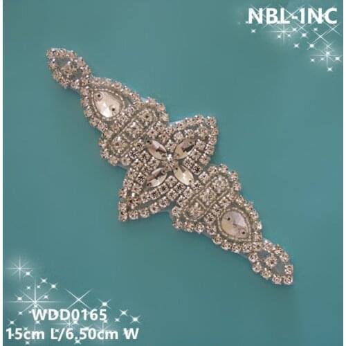 30pcs)Wholesale iron on bridal beaded sewing silver crystal rhinestone applique patch for dresses wedding sash headband WDD0165