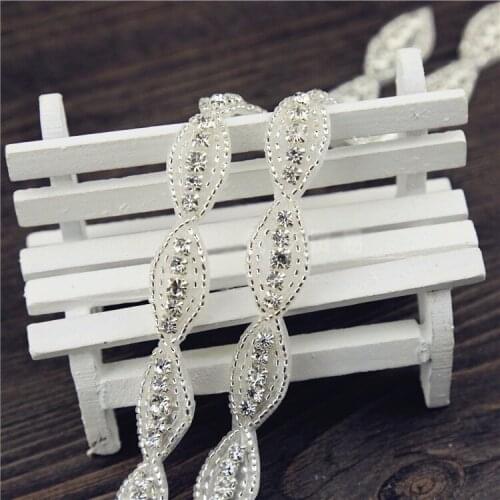 Free shipping Fashion Clear Rhinestone Applique Trims for wedding dress sash belt party headwear gowns DIY wedding accessories