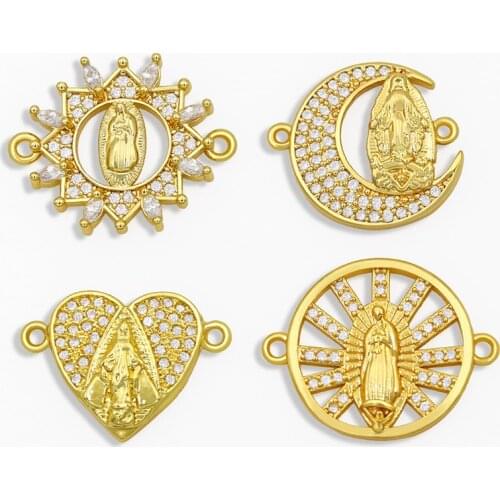 OCESRIO White DIY CZ Virgin Mary Charms Jesus Bracelet Charm Decoration For Hand Made Chains Necklace Jewelry Supplies chma021