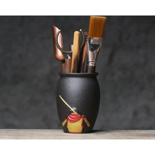 GY Zhizunbao Sun Wukong Great Sage Six Gentlemen Westward Journey Blackwood Tea Ceremony Utensils Tea Container Ceramic Bamboo