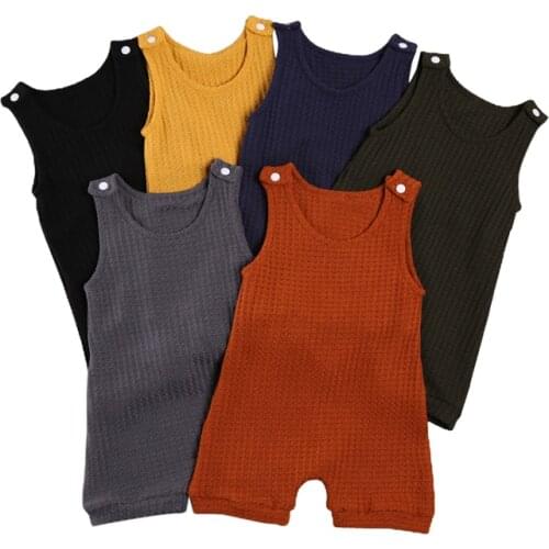 0-3Y Newborn Baby Boy Girl Rompers 6 Colors Sleeveless Solid Color Cotton Romper Jumpsuit One Pieces Summer Clothes