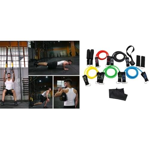 11 Pieces 10-30LB Resistance Band Set Pull Rope + Ankle Straps Home Pilates