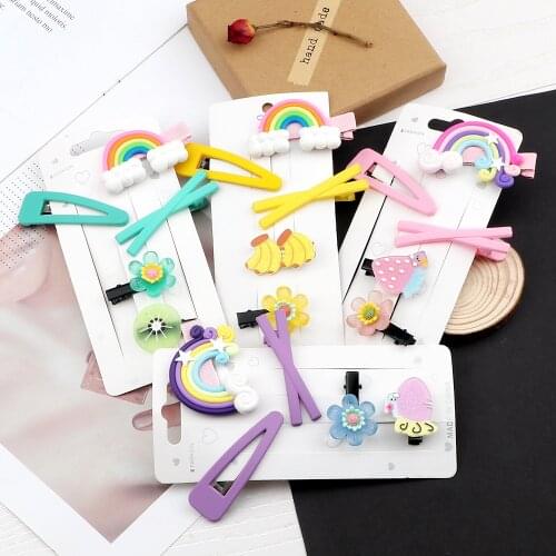 Rainbow Hair Clip Set Solid Color BB Hairpins X-shaped Hair Pins Colorful Fruit Flower Duck Clips Barrettes Headwear Accessories