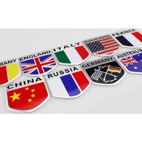Window Decals Flags Badge Car Body Sticker Shield Styling 1 pcs Car Stickers German/UK/US/Russia/Australia/France/Italy