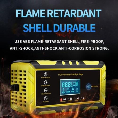 OBDIICAT-C24 Intelligent Car Battery Charger 12V 24V Auto Fast Charging Tool Kit AC 110V-240V AGM GEL WET Lead Acid Repair