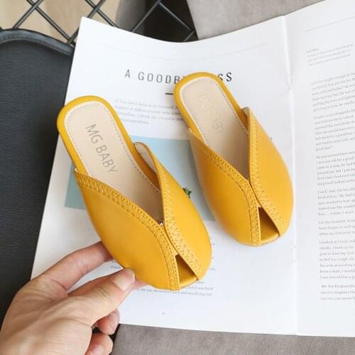 Girls Shoes Summer PU Leather Cute Slippers Sandals Kids Cool Princess Toe Cap Slipper Sandals Shoes For Girls Kids Toddler