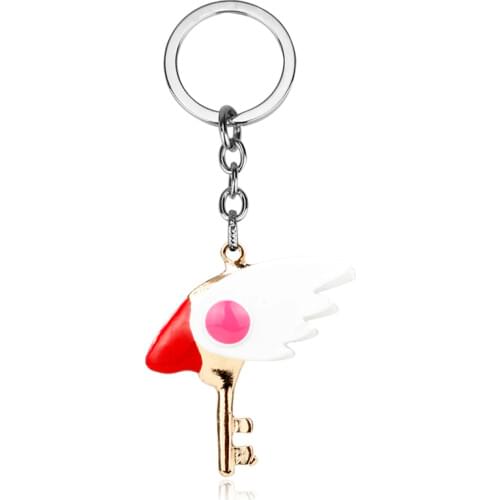 Dongsheng Wholesale Card Captor Cardcaptor Sakura Kinomoto Star Wand Key Keychain Keyring for Women Girl Cosplay Jewelry