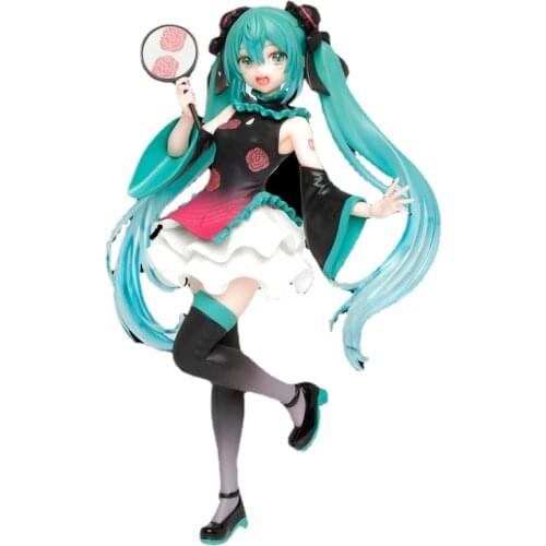 Original Taito Hatsune Anime Toys Black Cheongsam Toys Figure Ornaments Miku Gifts for Friends 18 Cm Kawaii Boxed Gift