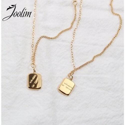 Joolim Jewelry PVD Gold Finish Chocolate Cube Pendant Necklace Stylish Stainless Steel Necklace