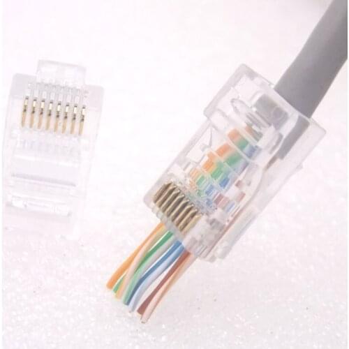 100pcs NEW Hot Selling RJ45 Connector 8P8C CAT6 Six Types of non Shielded Through hole gold plated Crystal Head Wholesale