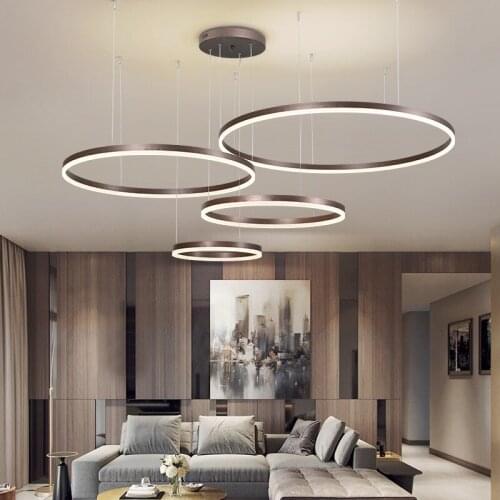 Nordic simple modern living room dining room study personality circle acrylic chandelier creative lighting engineering lamp