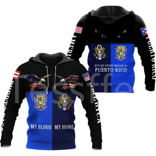 Tessffel Country Flag Puerto Rico Tattoo Emblem 3DPrint Men/Women Harajuku Pullover Casual Funny Hoodies Unisex DropShipping A-8