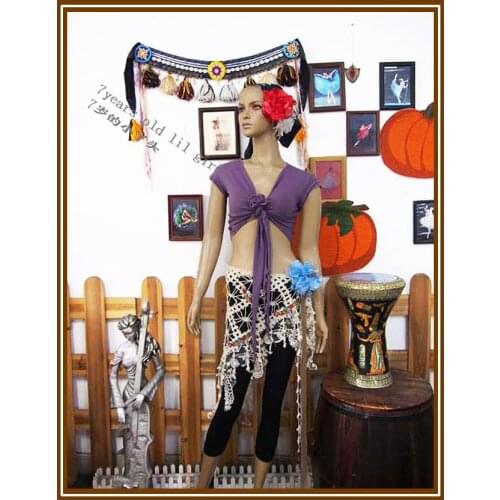 7Years Old Lil Girl Modal Cotton Belly Top Dance Yoga Wear Tribal Fusion H28 33