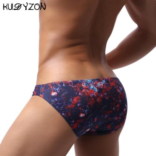New Sexy Men Underwear Breathable Printed Mens Briefs Low Waist Male Underpants Cueca Masculina U Pouch Mesh Bikini Briefs