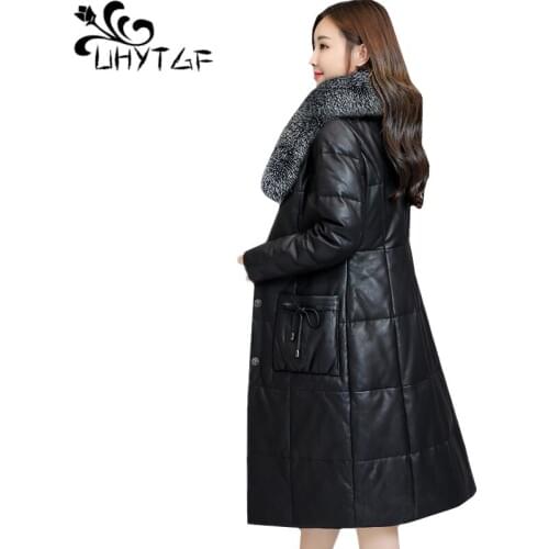 UHYTGF Women's Leather Jackets With Fur